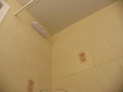 Потолок из реек в ванной